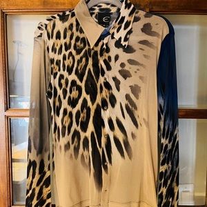 Just Cavalli Mesh Button Down